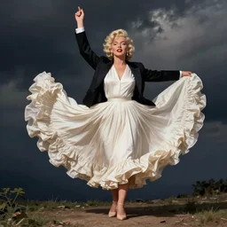 donald trump as ( marilyn monroe ) flying skirt pose, by sam shaw, realistic, detailed