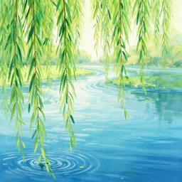 introspective meandering, trending on artstation, vibrant gouache fantasy illustration, (ExploringMemories:Adrift on a river of dreams which memory refuses to forget, willow branches dance softly over calm stream in the gentle spring breeze) | art nouveau, pointillism, romanticism. A highly detailed fantasy character illustration by Wayne Reynolds and Charles Monet and Gustave Dore and Carl Critchlow and Bram Sels