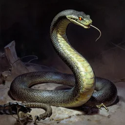 basilisk, by frank frazetta. giant snake. serpent