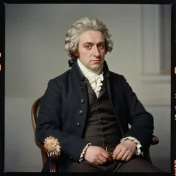 kodak portra 4 0 0, wetplate, muted colours, 1 9 6 0 s style, vivid portrait of wolfgang amadeus mozart sitting on a chair in salzburg, in the style of by britt marling