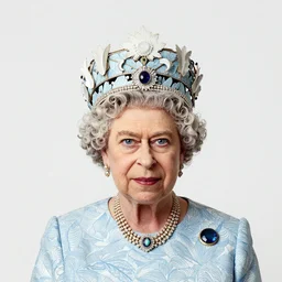 queen elizabeth wearing herero headdress, lino print
