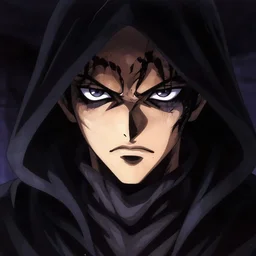 Portrait of a Grim Reaper, defined facial features, highly detailed, artstation, official artbook, official Studio Trigger anime screenshot, by Tetsuya Sakurai and Yusuke Murata,direct gaze