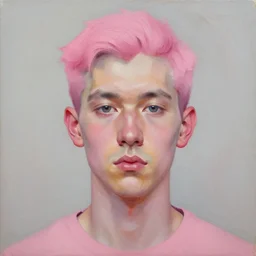 pink guy portrait, oil painting
