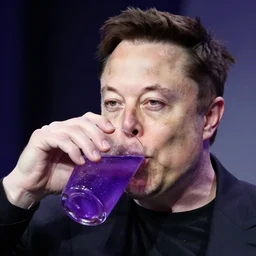 elon musk drinking purple water