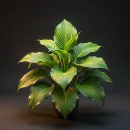 an isolated hosta lily plant in full view and centered with cinematic rim lighting, art nouveau style, strong contrast, ultra realistic, sketchfab, pixelsquid, unreal engine, zbrush, vray, 8 k, volumetric, no blur, artstation, octane render, ultra detailed, hyperrealistic, by artgerm and james gurney and alphonse mucha