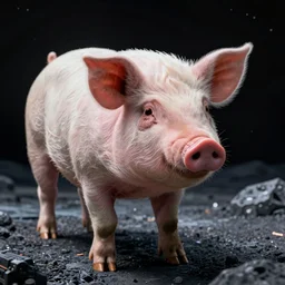 hyperrealistic pig in space, futuristic