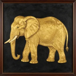 symmetrical cloisonnism gilded painting of a symmetrical elephant, by rembrandt