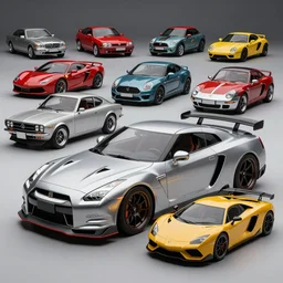 nissan gtr r 3 4, mercedez benz, honda civic, bentley, ferrari, mclaren, mustang, mini cooper, porche, jeep, vintage cars, gtr r 3 5, subaru brz, koenigsegg, lamborghini huracan, 8 0 s jdm japanese car and supra in the shape of a retro sci fi concept car design, car photography, 4 k, high resolution, highly detailed