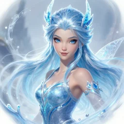 portrait of an ice fairy, cute, fantasy, wonderful shading, realistic perfect face, concept art, dynamic pose, digital illustration, trending on artstation, intricate details, epic composition, sharp focus, 8 k uhd, masterpiece, league of legends splash art