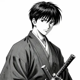 portrait 3 / 4 samurai by kentaro miura, high detail, greg rutkowski, james gurney, gene wolfe, gustave dore, jesper ejsing, rhads, black and white