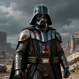 Darth Vader in steampunk armor, cinematic lighting, realistic