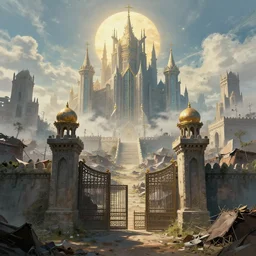 the slums just outside the gates to the kingdom of heaven, digital art