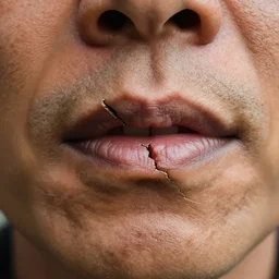 crack pipe, crack addict, aged skin, no teeth