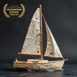 my buddy buying a sailboat, paper mache, detailed