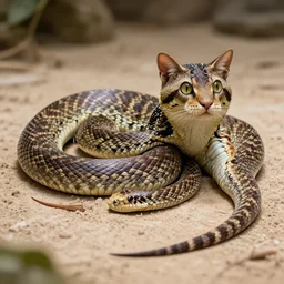a reptilian feline snake - cat - hybrid, animal photography