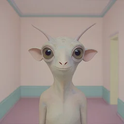 close - up of a chimera in a liminal room, film still by wes anderson, depicted by balthus, limited color palette, very intricate, art nouveau, highly detailed, lights by hopper, soft pastel colors, minimalist