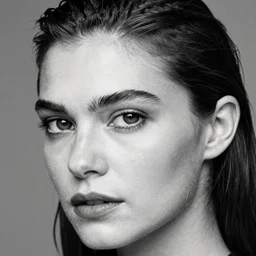 black and white vogue closeup portrait by herb ritts of a beautiful female model, polish, high contrast