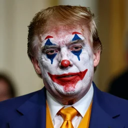 donald trump wearing clown makeup