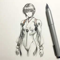 an art nouveau copic maker sketch of an student ninja girl wearing an evangelion kimono pilot suit designed by balenciaga by john berkey by stanley artgerm lau, greg rutkowski, thomas kinkade, alphonse mucha, loish, norman rockwell