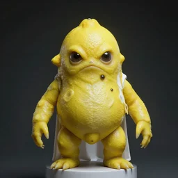 a portrait of a person with white a tunic turns into a gross biopunk lemon creature, hyperrealistic