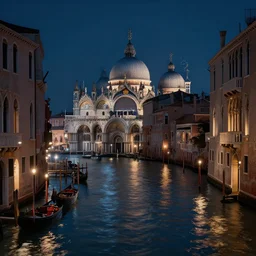 futuristic venice at night, octanerender, realistic, photoreal