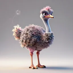 a beautifull intricate cute 3 d ostrich made of fractal, unreal engine, wide shot, by octane render by ellen jewett