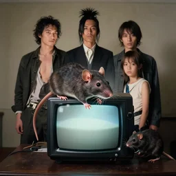 rats on television, surreal photography, dramatic light, by victo ngai by james jean, by frank franzzeta, mcbess