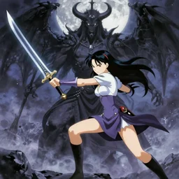 a detailed picture of Buffy the Vampire slayer fighting God, 4k, bat'leth, anime style