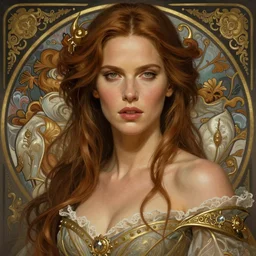 portrait of a kate beckinsale, upper body, fantasy, intricate, elegant, highly detailed, digital painting, artstation, concept art, matte, sharp focus, illustration, art by Artgerm and Greg Rutkowski and Alphonse Mucha