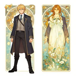 deltarune character design by toby fox and alphonse mucha, digital illustration