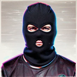 dale gribble wearing a balaclava mask, analog glitch art, screen print, detailed, 1 6 k