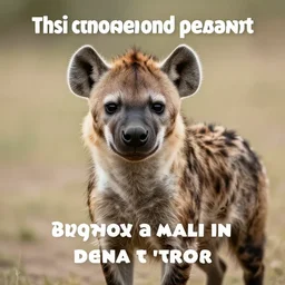 popular meme of a hyena, hd, clear text, high quality, funny, trending, funny text