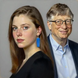 Girl with an earring, Bill Gates, oil portrait