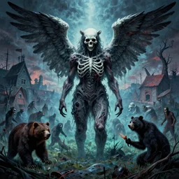 high resolution 4 k oleg vdovenko horror made in abyss design bizarre design body a field of cool colors shading country bears paradise, eradication, pogrom, at war, the angel of death art in the style of and oleg vdovenko and akihito tsukushi