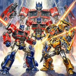 a beautifull intricate watercolour painting of decepticon and autobots battle, transformers, skywrap, soundwave, star scream, blitzwing, sunstreaker, sideswipe, intricate, cybertron, cyber punk, lazer blast, sharp, high detailed, cybertron in the background, reflexions, verry high details by william turner art, greg rutkowski and alphonse mucha, trending on artstation, very very detailed, masterpiece, vibrant colors, cinematic frame