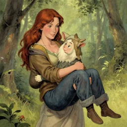 A beautiful human woman carrying her halfling husband by larry Elmore