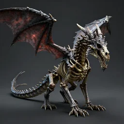 Skeleton dragon, Octane renderer, 8k, Eerie,Haunting, Realistic