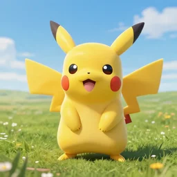 Pikachu as the manbearpig on an open field,  photo, 4k
