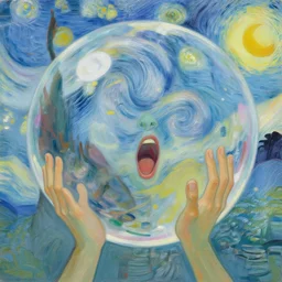 living on a bubble, abstract, expressive, passionate, by mandy jurgens, by vincent van gogh, digital painting
