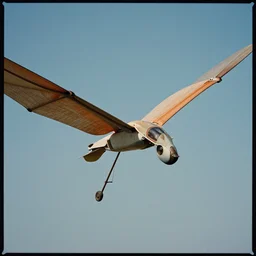 a detailed and quality photograph of a sentient ornithopter shot with leica m6 & portra 800