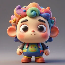 cuddly colourful caricature - 3 d vfx art - of puffy, art style by zdzisaw beksinski, tadanori yoko & hsiao - ron cheng, character concept art, unreal engine render, digital illustration, sharp, intricate detail, volumetric light, ray tracing, soft light, claymation style, symmetric, acrylic on canvas, pinterest, artstation, beh