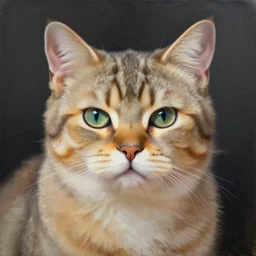 portrait painting of a cat as buddha