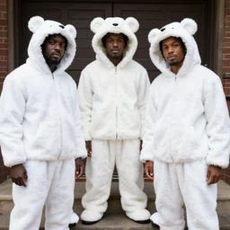 black people in white bear clothes