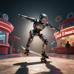 Johntron doing an ollie at Chuck E Cheese's