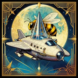 epic professional digital art of 🐝 🌛 🚠 🛡, art deco, pop art, surreal, art nouveau, fantastic, detailed, wow, hd, 4 k