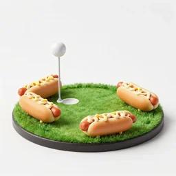 4 5 mm cookbook photography of a hotdog playing golf at a golf course in hell, photography by tyler mitchell johfra bosschart