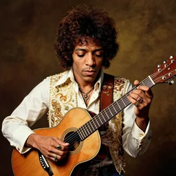 jimmy hendrix with spaghetti guitar, portrait by artgerm, very detailed, highly detailed, intricate details, album cover