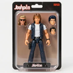 articulated jon bon jovi action figure, in packaging, with changeable mullet accessories. full body view product shot
