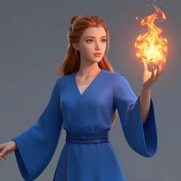 Who : a mage with a blue robe casting a fire ball ; Face and hair : Amber Heard ; Body type : Kim Kardashian ; Clothes : covering ; IMPORTANT : LeraPI official splash art, award winning, trending in category \'hyperdetailed\'