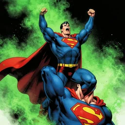 superman smoke kryptonite green dust, wlop, superman is high, ahegao face, by greg rutkowski